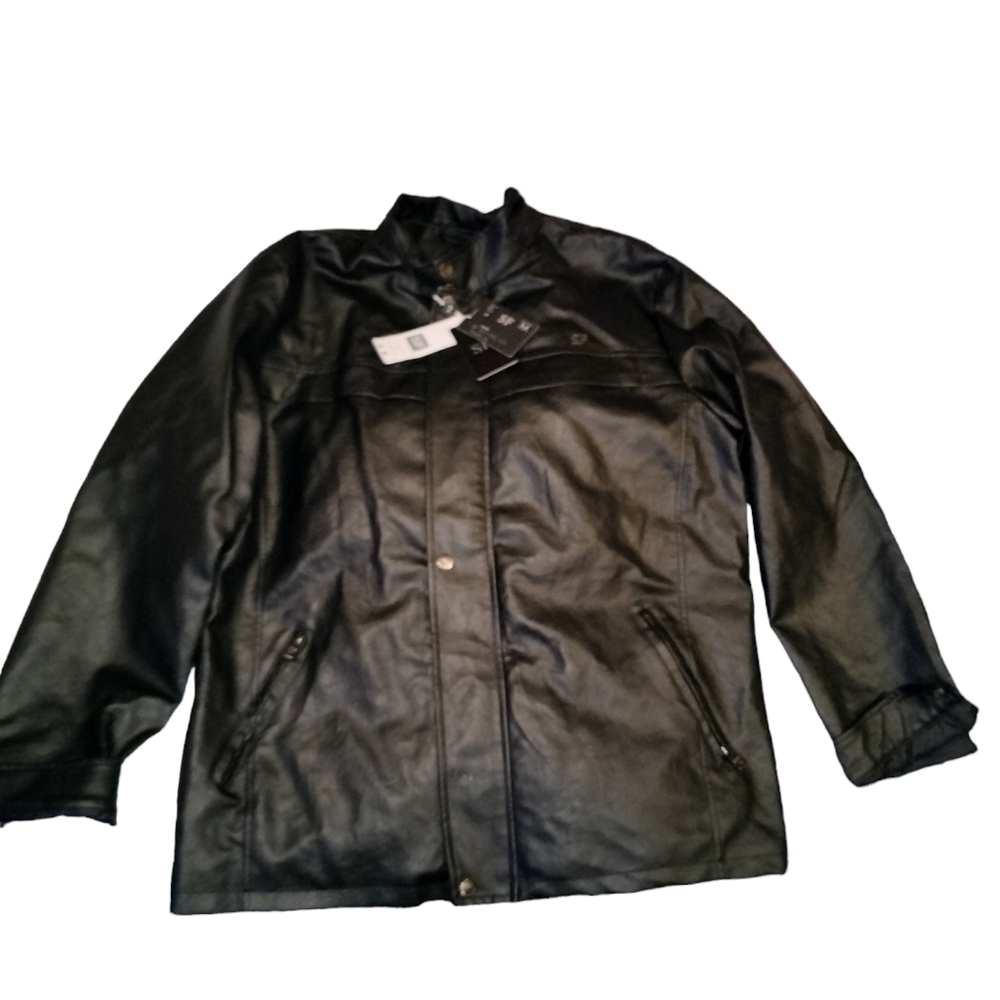 superlative fashion mens vegan leather black jacket xl italian made new with tag